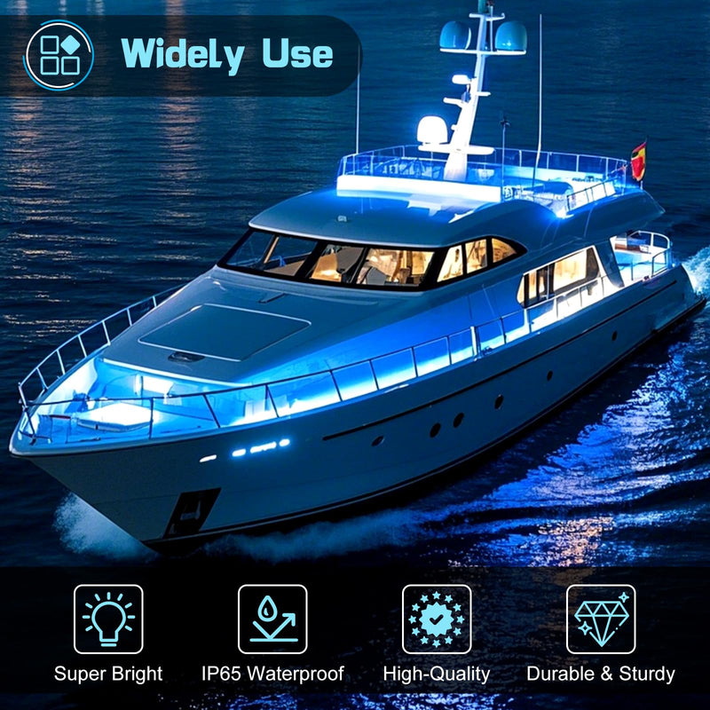 UCINNOVATE 8Pcs 3.15”Round LED Marine Light with sliver housing, Navigation Boat Lights, LEDs Boat Interior Light, Deck Courtesy Lighting IP65 Waterproof, LED Marine Stern Lights, 12-24V (Blue) 8PCS-3.15INCH Blue (Silver housing)