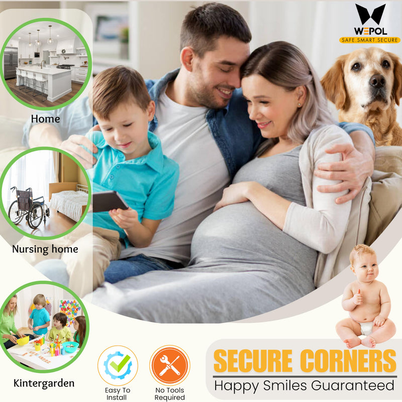 4 PK Black Corner Protector Baby, Coffee Table Soft Corner Protectors, Baby proofing Corner Guards, Furniture Corner & Edge Safety Bumpers, Rubber Foam 3M Adhesive Pre-Taped Pack 4 - BeesActive Australia