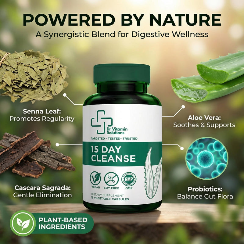 15 Day Colon Cleanse & Detox for Women and Men - Gentle Gut Cleanse | Bloating, Constipation Relief, Senna, Aloe Vera, Psyllium Husk, Probiotics, Vegan, Non-GMO, USA Made, Soy-Free, 15 Capsules 15 Count (Pack of 1)
