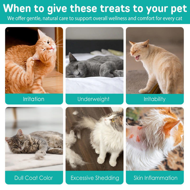 30 Chews Natural Prevention Chew for Cats–Chicken Flavor Cat Chewables with Skin & Coat Support– Prevention Supplement with Multivitamin for All Ages Pets