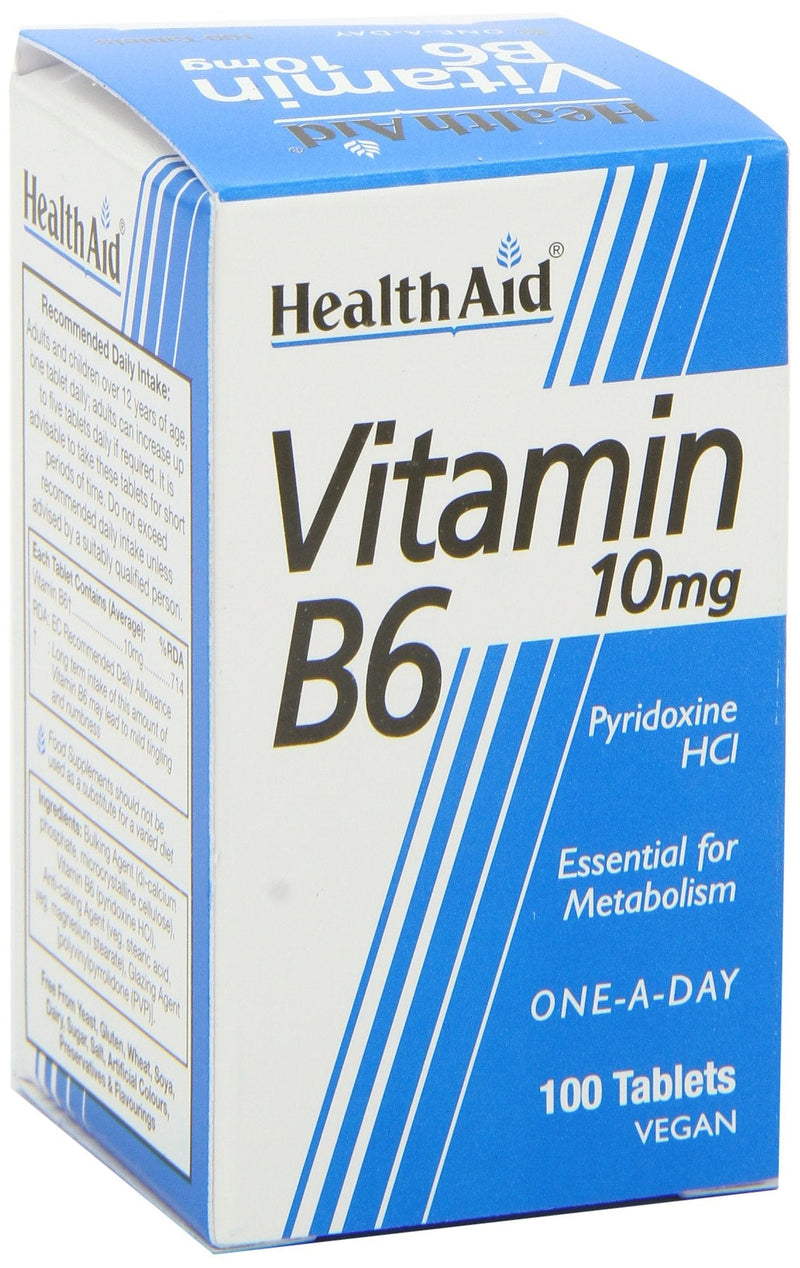 Health Aid Vitamin B6 (Pyridoxine HCl) 10mg 100 Tablets