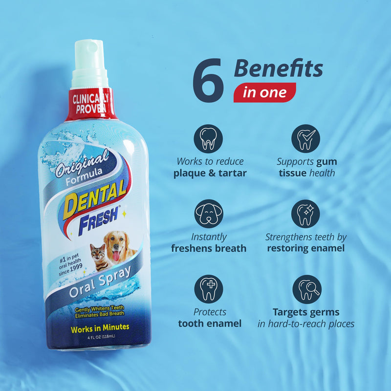 Dental Fresh Oral Spray for Dogs and Cats, Help Freshen Breath for Healthy Teeth & Gums, 4 Fl Oz.
