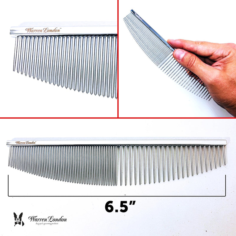 Warren London Copper Crescent Detail Comb for Dogs | 6.5 inches | Comfort Control Durability and Detail for Small Medium and Large Dogs | Ergonomic Dog Cat Grooming Pet Supplies Deshedding Mat Tool - BeesActive Australia