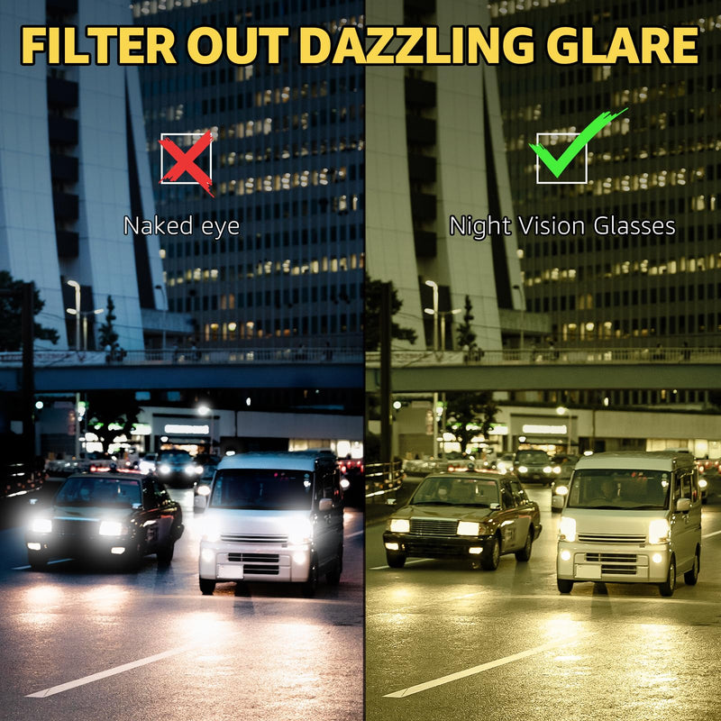 Myiaur Night Vision Glasses for Driving - Al-Mg Frame Night Driving Glasses for Men, Polarized Yellow Lenses, Anti Glare Gun/Night Vision Glasses - BeesActive Australia