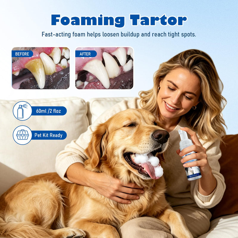 pet Oral Tartar Remover Spray, Oral Spray for Dogs Teeth Cleaning Removes Tartar, Whitens Teeth, Foaming Oral Cleaner for Pet Cats and Dogs(2Pcs)