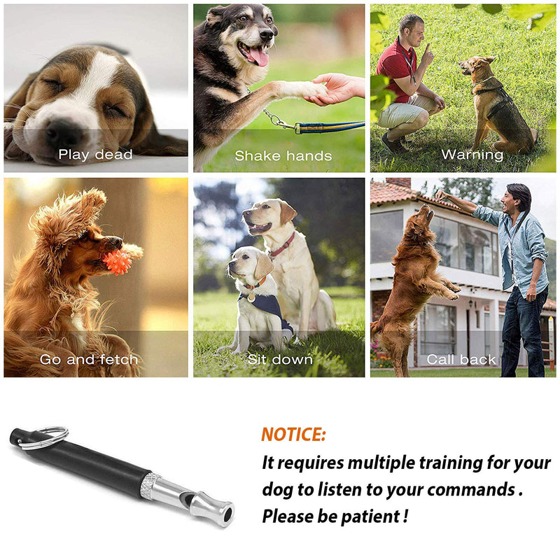 Dog Whistle to Stop Barking, Adjustable Pitch Ultrasonic Training Tool Silent Bark Control for Dogs- Pack of 1 PCS Whistles Black - BeesActive Australia