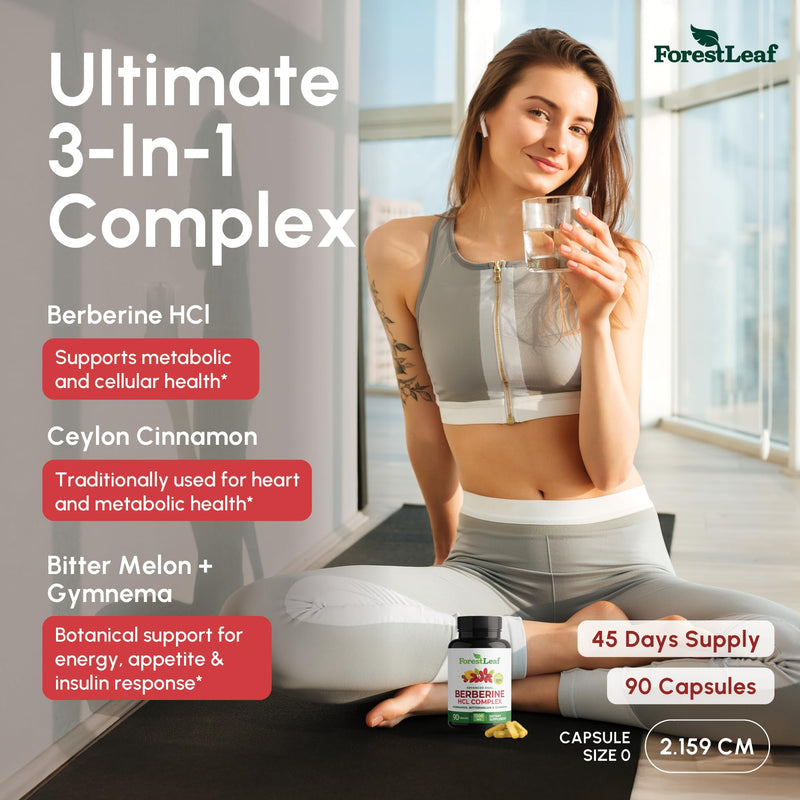 Berberine Supplement 1300mg per Serving- 97% Tested Ultra High Potency Berberine HCl with Ceylon Cinnamon, Bitter Melon & Gymnema, 10:1 Extract Berberis Supplements, Weight Management, 90 Veggie Caps 90 Count (Pack of 1)