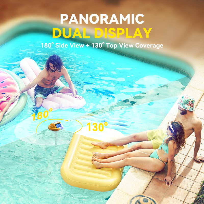 BaldrTherm Floating Pool Thermometer, Swimming Pool Thermometer Digital Solar, High Accurate, Anti-Fog Dual-Sided Display Screen for Babybath, Spas & Aquariums (Yellow) Yellow - BeesActive Australia