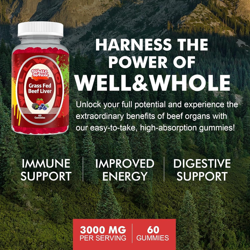 Grass Fed Beef Liver Gummies, Desiccated Liver Supplement for Adults & Kids | Naturally Nutrient-Rich Formula | Supports Daily Energy & Wellness | Whole Food Nutrition | Convenient Gummies 2