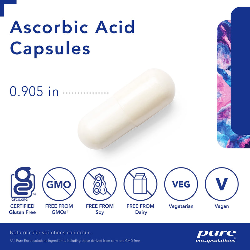 Pure Encapsulations Ascorbic Acid Capsules - 1,000 mg Vitamin C - Antioxidant & Immune Support* - High-Potency Vitamin C - Vegan & Non-GMO - 90 Capsules 90 Count (Pack of 1) - BeesActive Australia