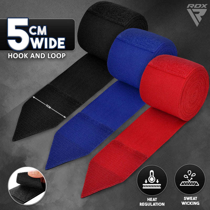 RDX Boxing Hand Wraps, Pack of 3 Pairs Bundle, 4.5 Meter Elasticated Inner Gloves, Muay Thai MMA Kickboxing Punching Martial Arts Strength Training Workout Combat Sports Home Gym Fitness Accessories Multicolor