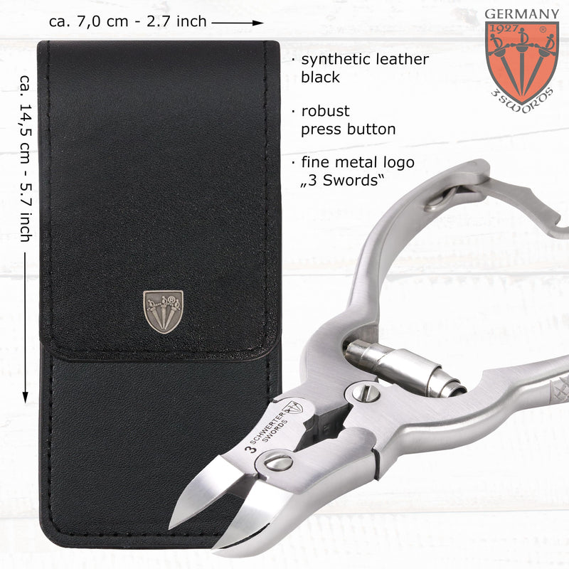 3 Swords Germany – Big Toe Nail NIPPERS - Extra Strong Toe Nail NIPPERS for Cutting Strong, Thick or ingrown Toe Nails - Stainless Steel Pedicure Tool with Synthetic Leather case Nail Nippers Big - BeesActive Australia