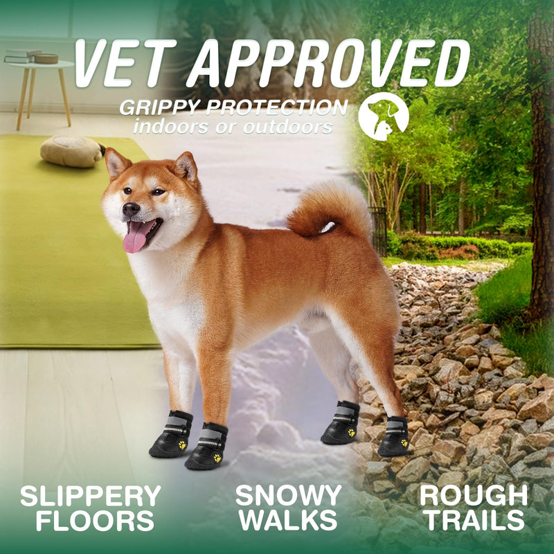 Dog Shoes for Large Dogs, Anti-Slip Dog Boots for Winter Snow, Hot Pavement, Dog Booties & Paw Protectors Size 7 Black #7(2.75" inner width) for 63-78 lbs - BeesActive Australia