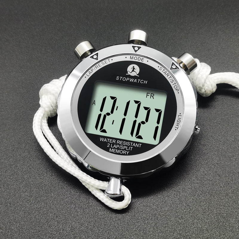 Stopwatch Timer, Digital Stop Watch with 0.01second & 0.001second Timing, Metal 10/100/400 Laps Memory, Rolilink Large dispaly Alarm Clock for Coach Sports Running Marathon 2 Lap With Backlight-metal - BeesActive Australia