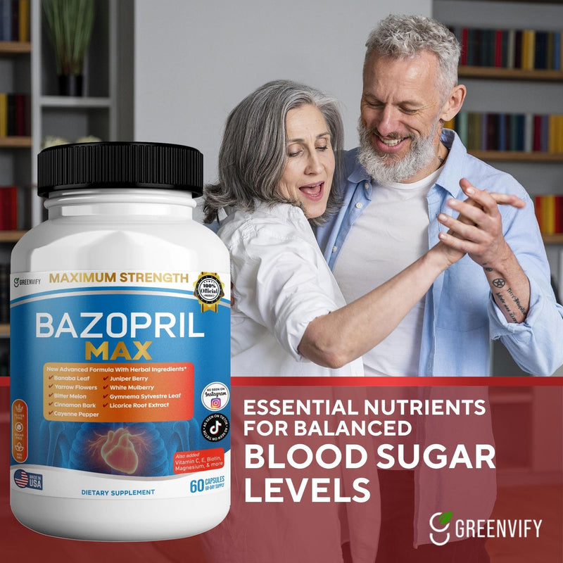 Bazopril Max Maximum Strength Dietary Supplement, 60 Capsules, with Herbal Blend, Vitamins & Minerals (1) 1