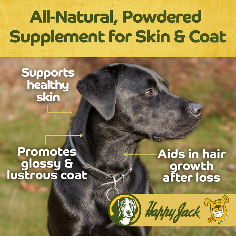 Happy Jack Dermaplex Skin & Coat Supplement Powder for Dogs (60 Servings) Made in USA, Supports Hair Regrowth After Eczema or Mange, Omega-Rich Formula for Shiny Coat and Healthy Skin