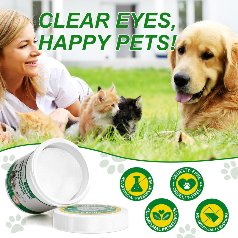 WeiWeiLa Dog Eye Cleaning Wipes Pack of 150, Eye Care Finger Pads for Dogs, Dog Eye Care and Dog Tear Stain Remover, Gentle Dog Care - BeesActive Australia