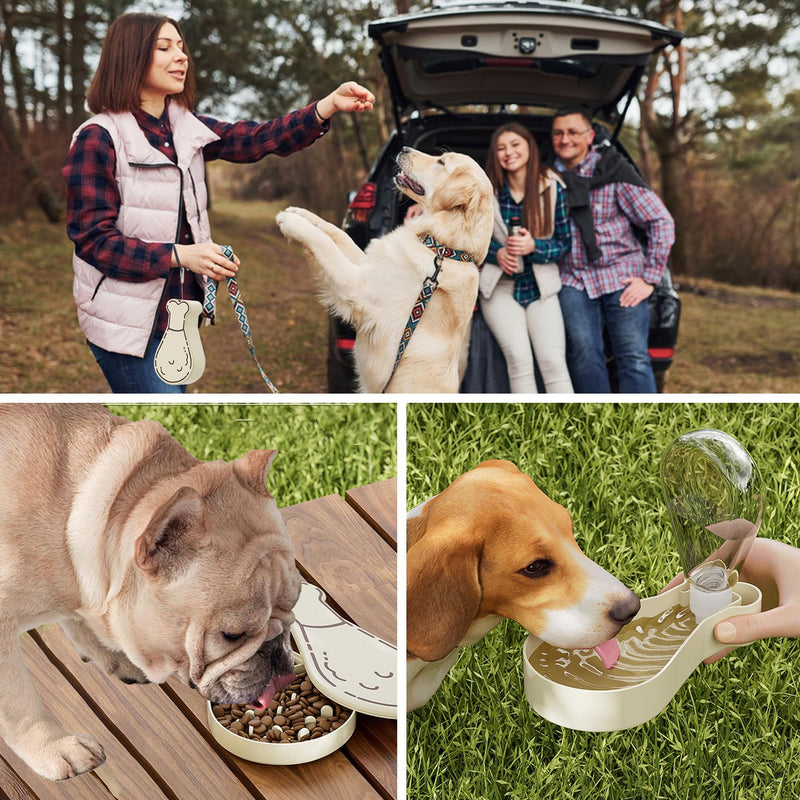 Dog Water Bottle with Drinking Cup and Food Container,Maklavel 2 in 1 Portable Pet Water Dispenser Feeder,Leakproof Travel Dog Water and Food Bowl Suitable for Pets Cats and Puppies (White, 10 Oz) White - BeesActive Australia
