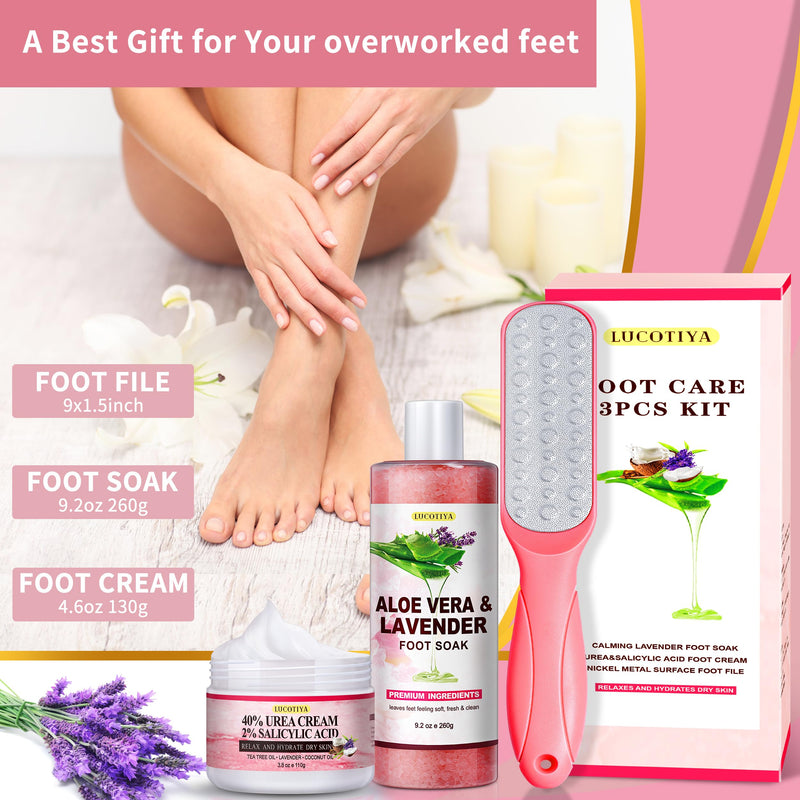 LUCOTIYA Pedicure Kit Foot Spa Soak Set Callus/Cuticle Remover File, Dead Skin Urea Cream for Feet Aloe Lavender Pedicure Supplies for Dry Cracked Feet for Women Men ﻿ - BeesActive Australia
