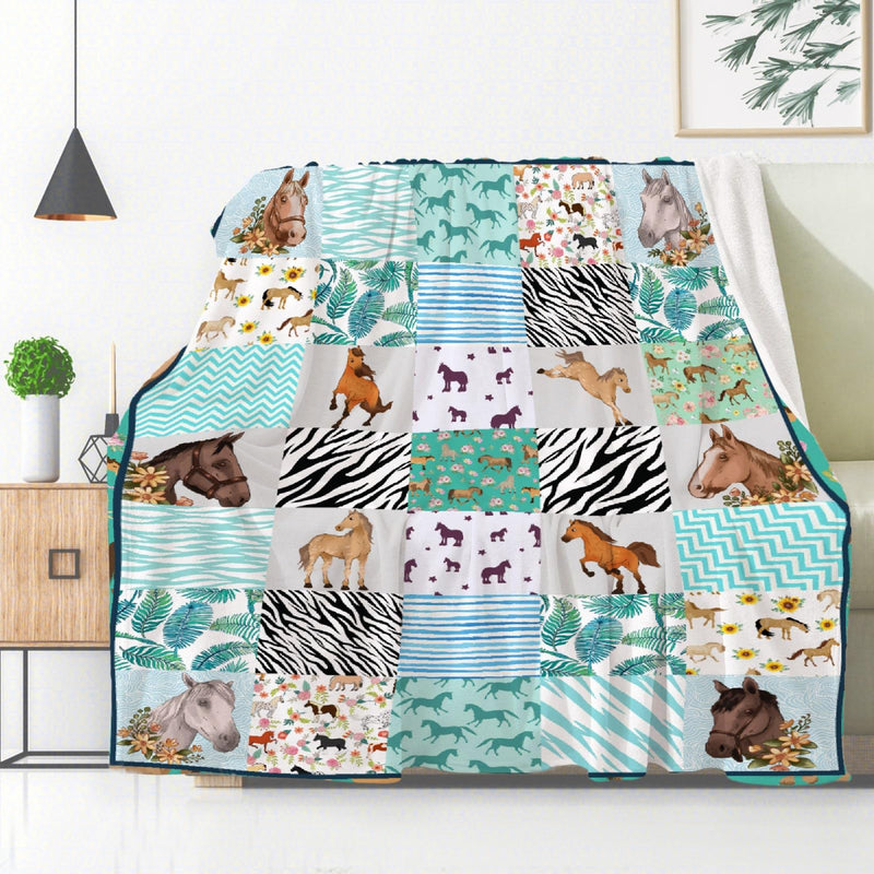 Horse Blanket Horse Gifts for Girls 10-12 Women Teenager Lightweight Cozy Flannel Fleece Throw Blanket Horse Decor Animal Blanket 50"X40" 40"x50" for kids - BeesActive Australia