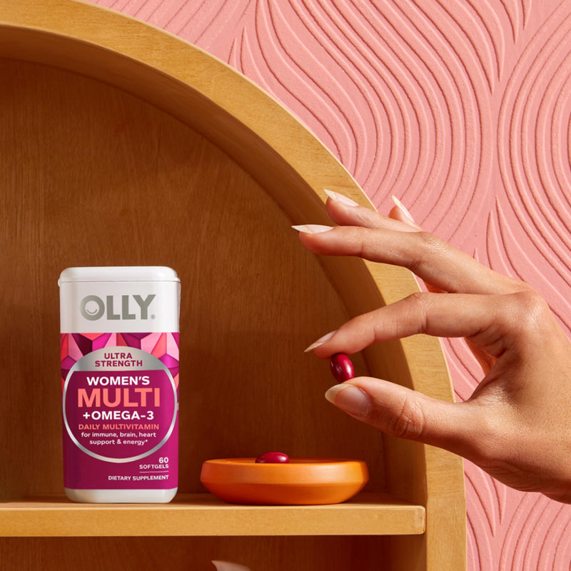OLLY Ultra Women's Multi Softgels,Overall Health and Immune Support,Omega-3s,Iron,Vitamins A,D,C,E,B12,Daily Multivitamin,30 Day Supply -,60 Count (Pack of 2) 60 Count (Pack of 2)