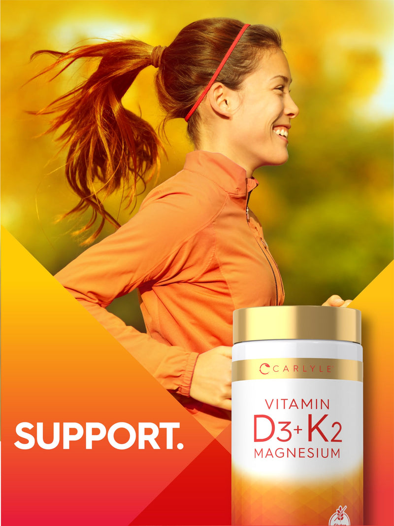 Carlyle Vitamin D3 K2 | 5000 IU D3 & 100 mcg Vitamin K2 (MK7) | 120 Capsules | With Magnesium and Zinc | Vegetarian, Non-GMO, Gluten Free Supplement