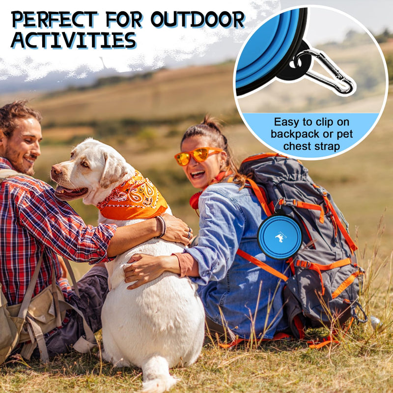 Collapsible Dog Bowls for Travel, 2-Pack Dog Portable Water Bowl for Dogs Cats Pet Foldable Feeding Watering Dish for Traveling Camping Walking with 2 Carabiners, BPA Free Small (Pack of 2) green&blue - BeesActive Australia