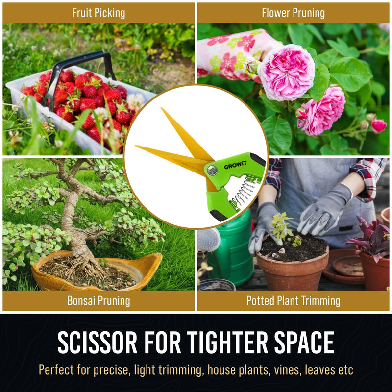 Pruning Shears & Gardening Scissors Set - 7"" Titanium Coated Sharp Garden Clippers, Stainless Steel Garden Shears for Plant - Garden Pruners, Florist Scissors with Non-Slip Grip - BeesActive Australia