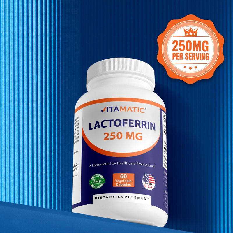 Vitamatic Lactoferrin 250mg – 60 Vegetable Capsules Promotes Healthy Immune Function* 60 Count (Pack of 1)