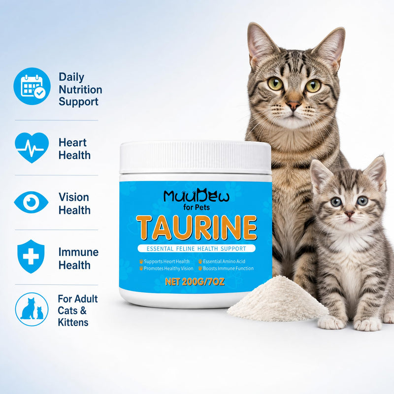 Taurine for Cats, Cat Taurine Supplement for Heart, Vision, Skin & Coat and Immune Support Unflavored Taurine Powder for All Ages Including Kittens – 7 oz