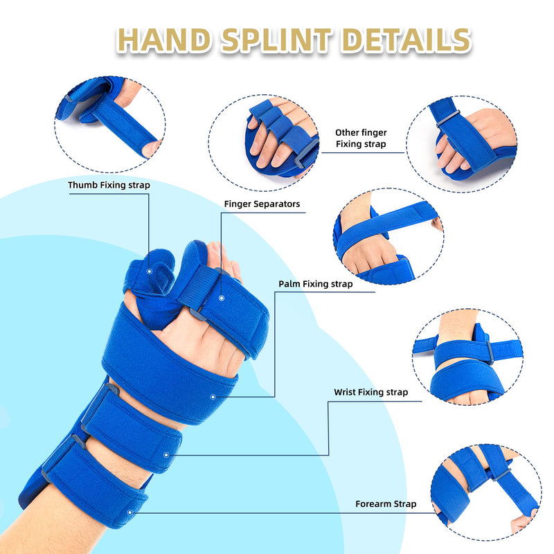 Fanwer Resting Hand Splint, Stroke Hand Therapy Equipment for Stroke Recovery Patients, Carpal Tunnel Syndrome, Arthritis, Tendinitis, Metacarpal Breaks (Large Left) Large Left