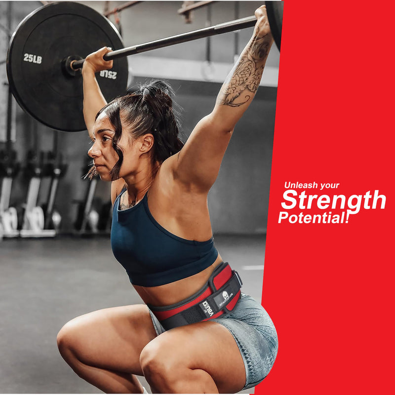 Self-Locking gym belt - Premium Lifting Belt for Fitness, Weight Lifting, Squats, Deadlifts, Bodybuilding - Training Lifting back support Lifting belt for Men & Women M Red