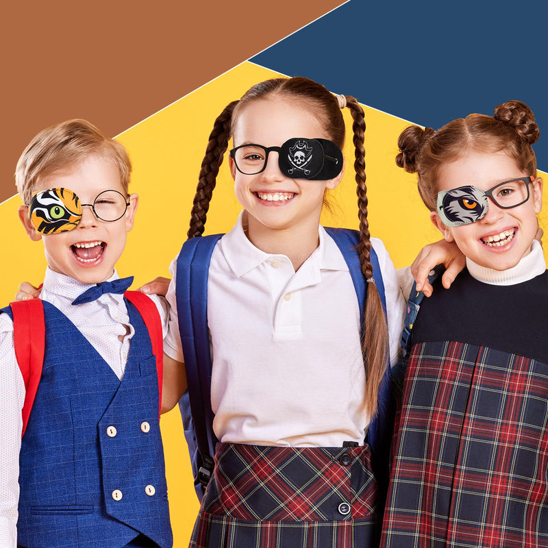 Newcotte 12 Pcs Eye Patch for Kids Toddler Reusable Adjustable Girls Boys Eyepatch for Glasses Left or Right Eye Patch, Assorted Patterns(Spooky) Spooky - BeesActive Australia