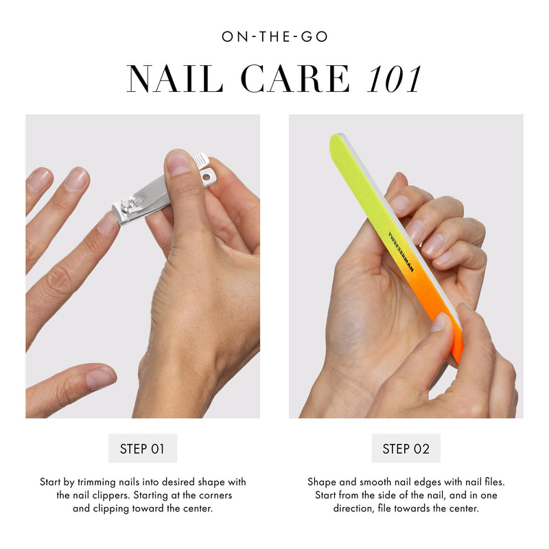 Tweezerman Stainless Steel Nail Clipper Combo Set with Three Neon Nail Files Stainless Steel W/Nail Files