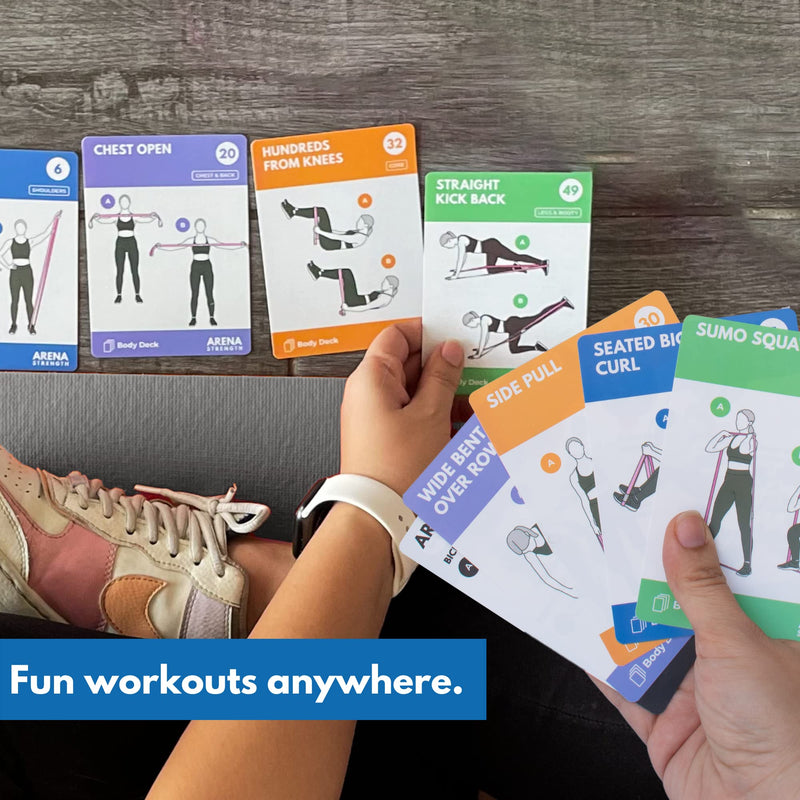 Arena Strength Workout Cards - Instructional Fitness Deck for Booty Band Workouts, Beginner Fitness Guide for Resistance Band Training Exercises at Home. Includes Workout Routines. Total Body