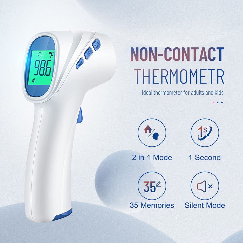 Forehead Thermometer for Adults and Kids, Digital Baby Thermometer with Fever Alarm, Fast Accurate Results, Home Medical & Nurse Essentials White