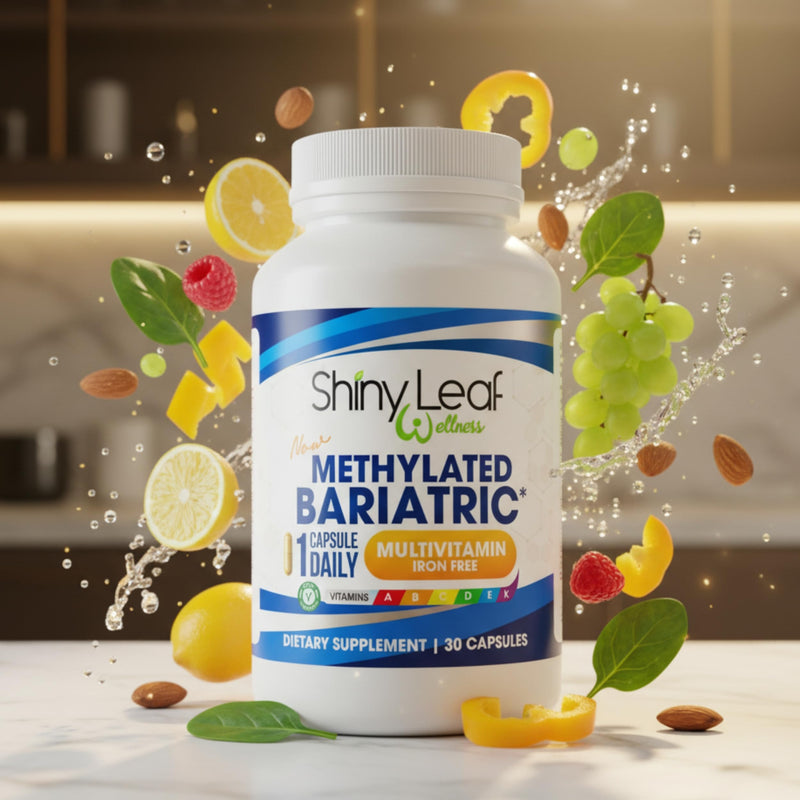 Shiny Leaf Bariatric Multivitamin Without Iron, Methylated B12, 30 Count | Iron-free, methylated folate and B12, plus A, C, D, K. Vegetarian, soy-free 30 Count (Pack of 1)