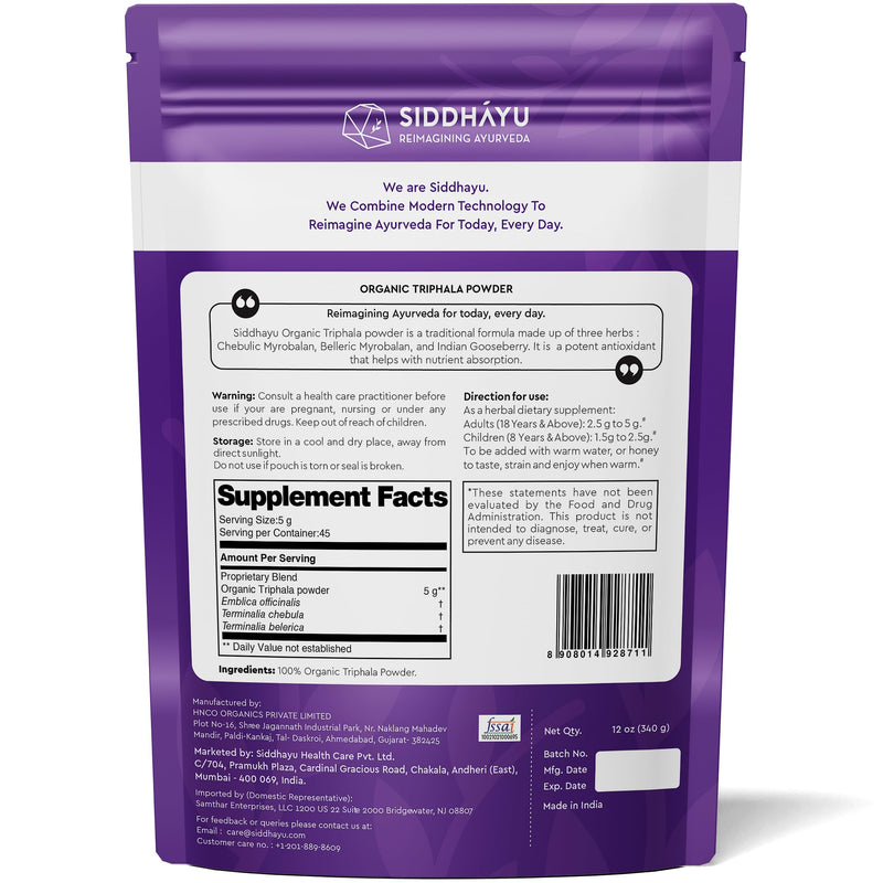 Organic Triphala Powder - 12 oz - BeesActive Australia