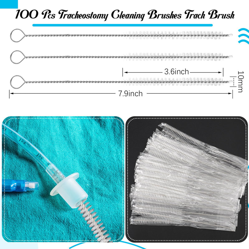 100 Pcs Tracheostomy Cleaning Brushes Trach Brush Nylon Bristle Tracheostomy Brushes Pipe Tube Cleaning Brush for Tracheostomy Supplies, 10mm - BeesActive Australia