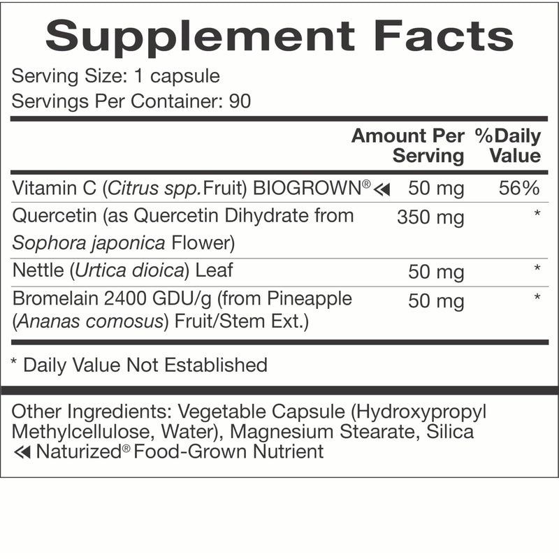 Natura Health Products Quercetin Plus Bromelain Vitamin C & Nettle 90ct | Flavonoid blend provides antioxidant activity and promotes a healthy immune and seasonal response, cellular health*