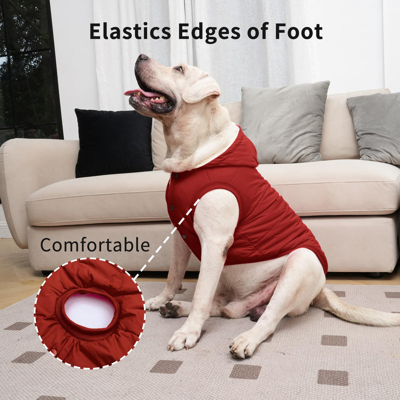 Fleece Lining Extra Warm Dog Hoodie in Winter for Small Dogs Jacket Puppy Coats with Hooded,Red M Medium (Pack of 1) Red - BeesActive Australia