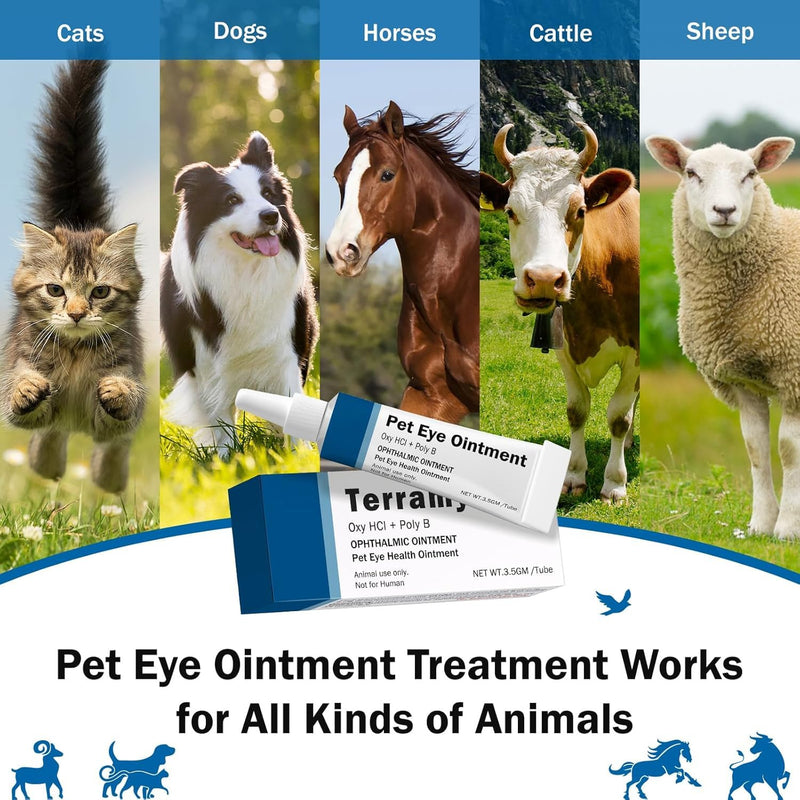 POLKA Terramypol Eye Ointment for Cats and Dogs, Horses, Birds, Sheep 3.5g/0.125oz - Pack of 2