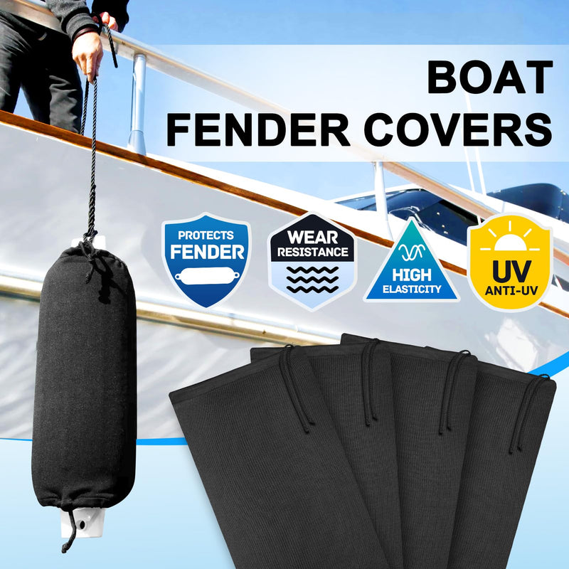 Boat Fender Covers, Boat Bumper Covers for Center Rope Tube Style Fenders, Several Size Marine Fender Covers (Boat Fender Not Included) 9" x 26" 2