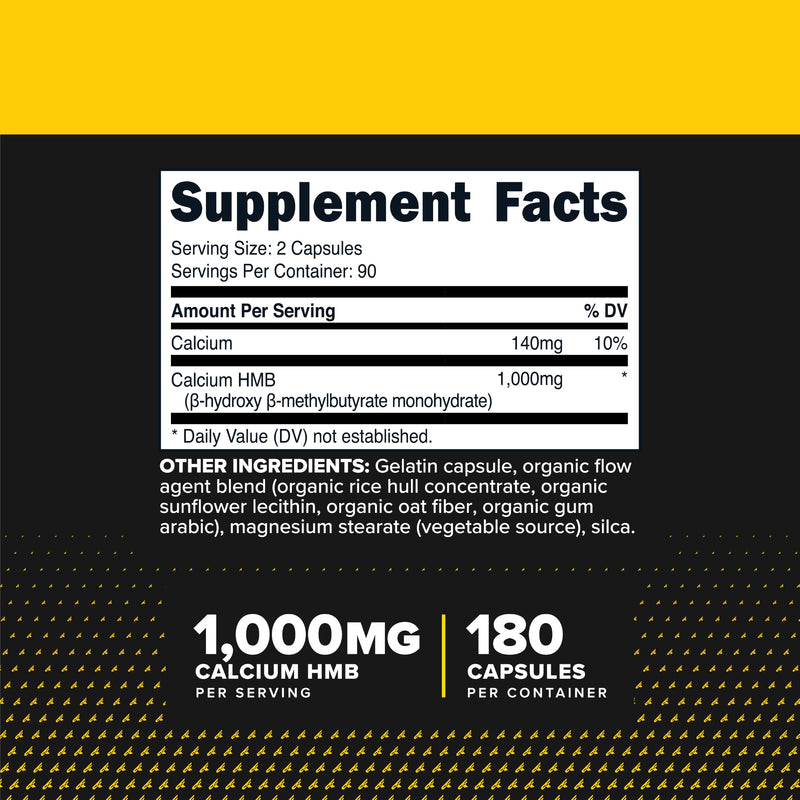 Primaforce HMB (Beta-Hydroxy Beta-Methylbutyrate) 1000mg, 180 Capsules | Gluten Free and GMO-Free Supplement