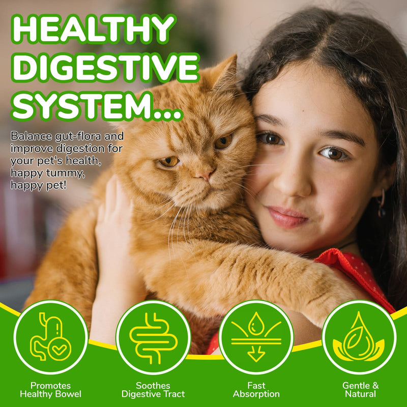Constipation Relief for Cat Supplement - Promotes Regular Bowel Movement, Cat Laxative Constipation Relief, Improves Gut Health & Immunity with 6 Active Probiotics for Healthy Digestion - 60ML 1Pcs Green
