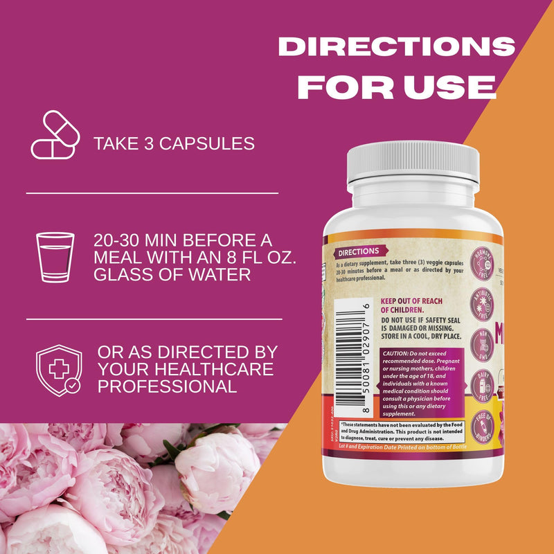 Complete Menopause Support with Probiotics & Prebiotics | Female Hormone Balance Support for Hot Flash Relief, Sleep & Mood | Dairy Free & Non-GMO | 90 Capsules | USA Made.