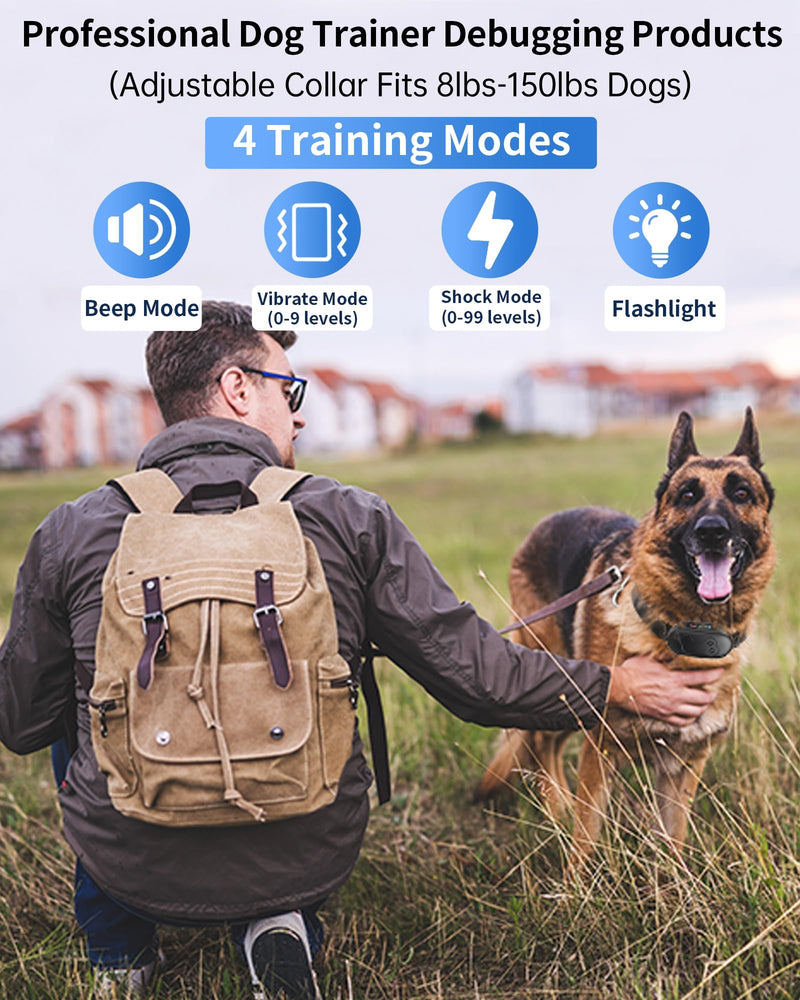 Dog Shock Collar - 2000FT Dog Training Collar with Remote, IPX7 Waterproof E Collar for Dogs with 4 Safe Training Modes Beep Vibration Shock Flashlight Perfect for Small Medium and Large Dogs - Gray Grey - BeesActive Australia