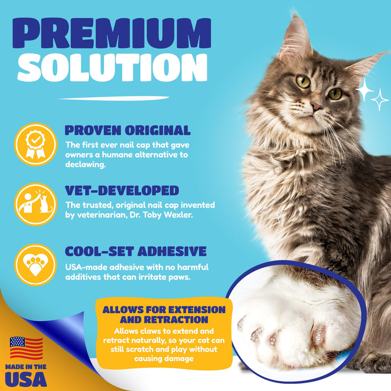 Soft Claws for Cats - CLS (Cleat Lock System), Size Medium, Color Blue - BeesActive Australia