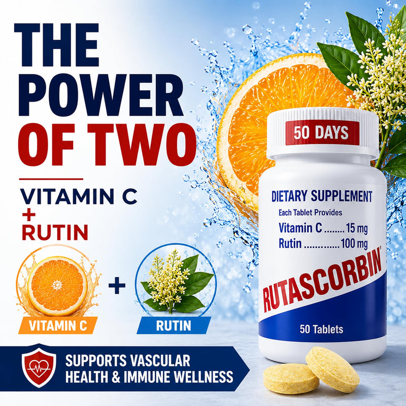Rutin & Vitamin C | Vein, Circulation & Immune | 1-Pack | Rutin + Vitamin C, antioxidant and collagen support, clean formula, 50 tablets each 50 Count (Pack of 1)