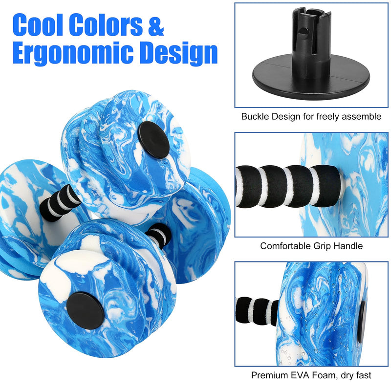 Aquatic Exercise Dumbbells, Water Dumbbells, 2PCS Foam Barbells for Men Women Water Workouts Blue+White